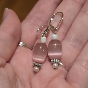 Handmade Pink and Silver 925 Plated Earrings